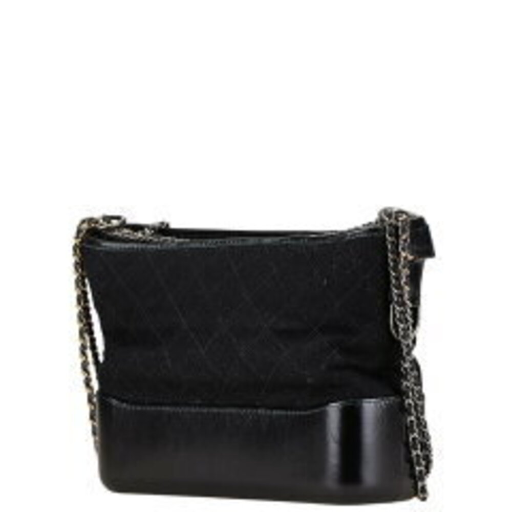 Chanel Silver Bag Felt Black Gold Chain Leather Gabriel Shoulder